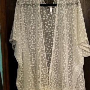 Xhilaration white mesh with stars swimsuit cover